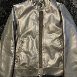 Mens Guess Leather Jacket, Black, size Medium